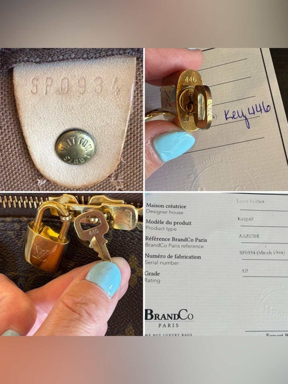 Authenticated A+ Vintage Monogram Coated Canvas Keepall 50 with Lock & Key - Picture 11 of 15